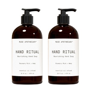 Muse Apothecary Hand Ritual - Aromatic and Nourishing Hand Soap, Infused with Natural Essential Oils - 16 oz, Rosemary Mint + Hemp, 2 Pack - 1 of 4