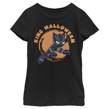 Girl's Marvel Animated Black Panther King Halloween T-Shirt