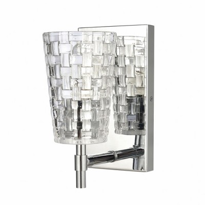 Elegant Polished Nickel Cylinder Vanity Light with Clear Crystal Shade