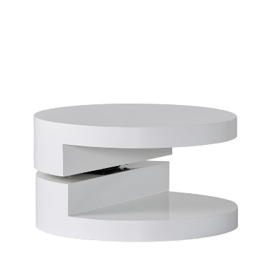 Vynxaria Modernesque Rotating Coffee Table, Small Circular Mod Design, 1960s Vibe, Rotatable Top + Hidden Under-Table Storage