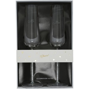 Pavilion Gift Company - Mr. & Mrs.  -  Gift Boxed 7 oz Glass Toasting Flute Set - Drinkware - 1 of 4