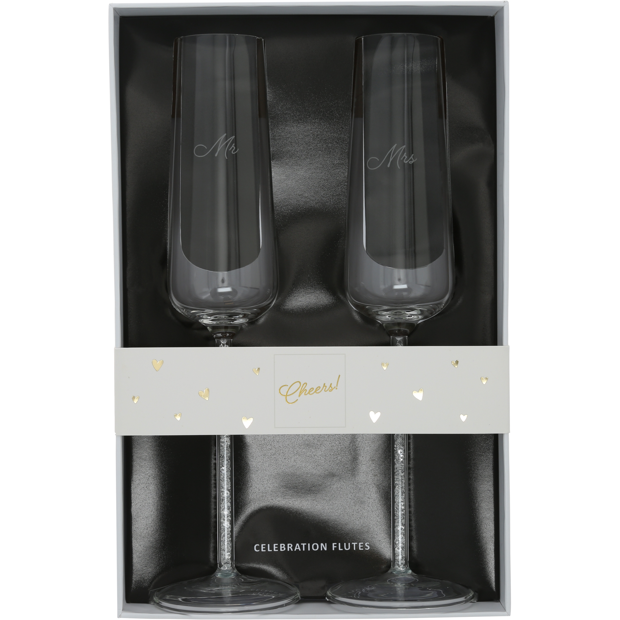 Pavilion Gift Company - Mr. & Mrs. - Gift Boxed 7 oz Glass Toasting Flute Set - Drinkware