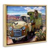 Stupell Industries Dogs Driving Vintage Rustic Truck with Horse Trolley Floating Frame Canvas Art, Gold, 31" x 25" - 2 of 4