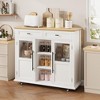 41" Kitchen Island with Drop Leaf, Rolling Island with 2 Glass Door Cabinets, 3 Open Shelves & 2 Drawers - 3 of 4