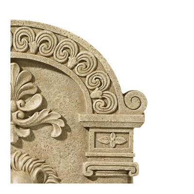 Sandstone Lion Face Outdoor Wall Water Fountain with Ionic Columns