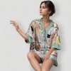 Anna-Kaci Lounge Women's Animal Print Pajama Set with Short Sleeves Button-Up Top and Contrast Trim Shorts - 2 of 4