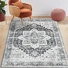 Vintage Distressed Floral Print Carpet Machine Washable Carpet Stain Resistant Easy Cleaning Indoor Carpet - 2 of 4