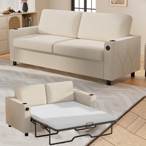Mjkone 2-in-1 Pull Out Sofa Bed,Sleeper Sofa Couch with Memory Foam Mattress,Cup Holder,USB,Pull Out Couch Bed - 1 of 4