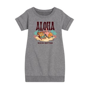 - SpongeBob SquarePants - Aloha From Bikini Bottom Graphic Short Sleeve Fleece Dress - 1 of 4