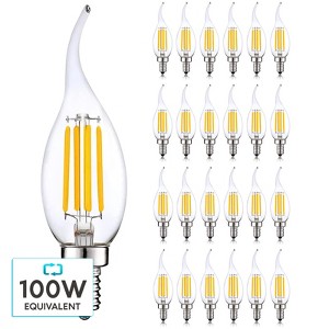 Luxrite Candelabra LED Light Bulbs 7W=100 Watt Equivalent, 800 Lumens, 3500K Natural White, Dimmable, UL Listed, E12 Base 24 Pack - 1 of 4