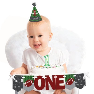 Big Dot of Happiness End Zone - Football 1st Birthday - First Birthday Boy Smash Cake Decorating Kit - High Chair Decorations