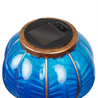 Solar Blue and Purple Hot Air Balloon Spinning Garden Stake with LED