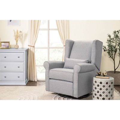 Misty Grey Swivel Recliner with Wingback Design