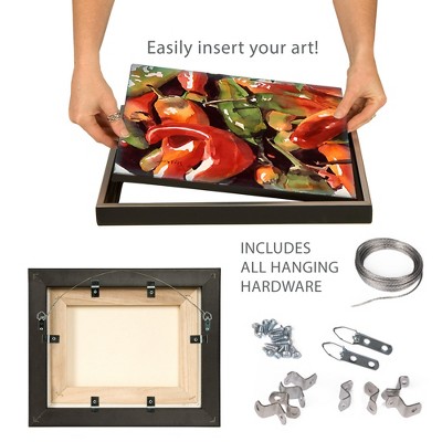 Natural Wood 6x6" Floating Canvas Frame with Black Interior