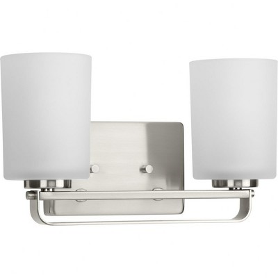 Progress Lighting, League Collection, 2-Light Bath Vanity Light, Brushed Nickel, Etched Glass Shade