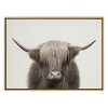 Kate and Laurel Sylvie Hey Dude Highland Cow Color Framed Canvas by The Creative Bunch Studio, 31.5 x 41.5, Natural - 2 of 4