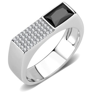 Slickblue Polished Stainless Steel Ring for Men with Black Diamond & Clear CZ - Bold Oblong Design, Size 8-13 - 1 of 4
