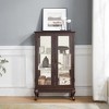 Wooakway Cherry Lighted Curio Cabinet with 2 Tempered Glass Doors Mirrored Back Panel Adjustable Shelves Display Case for Home Office Bulb Included - 3 of 4