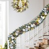6 Feet Christmas Garland with Lights for Mantle,Lighted Battery Operated Xmas Garland with Silver White Balls - 4 of 4