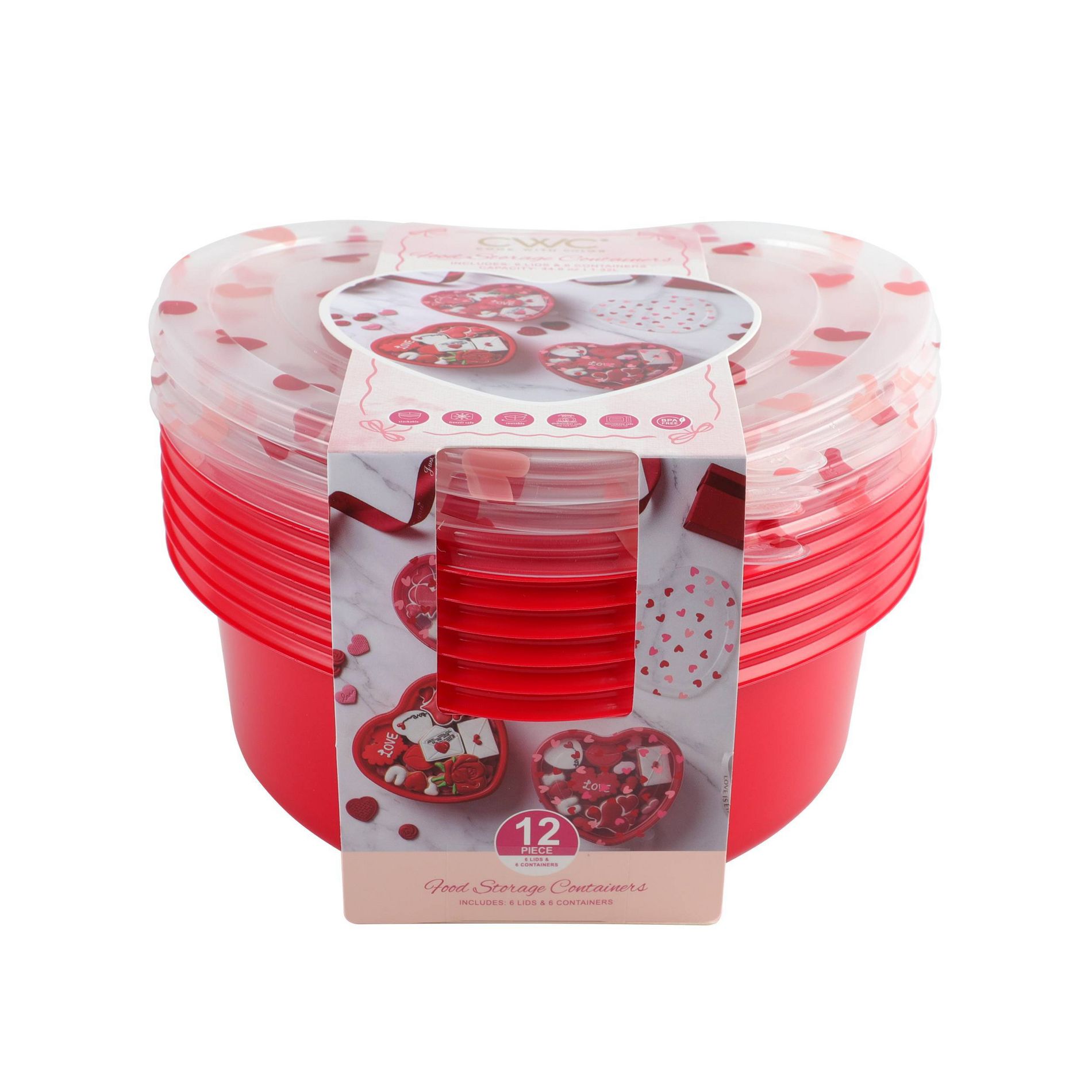 Cook with Color Heart Shaped with Heart Print Semi Durable Food Storage Container