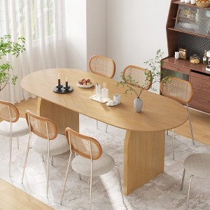 79" Farmhouse Oval Black Dining Table for 6-8 People with Round Arched Table Legs for Dining Room and Living Room - 1 of 4