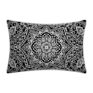 12"x18" Edie@Home Arabesque Embroidered Oblong Pillow: Weather-Resistant, Zipper Closure, Abstract Design - 1 of 4
