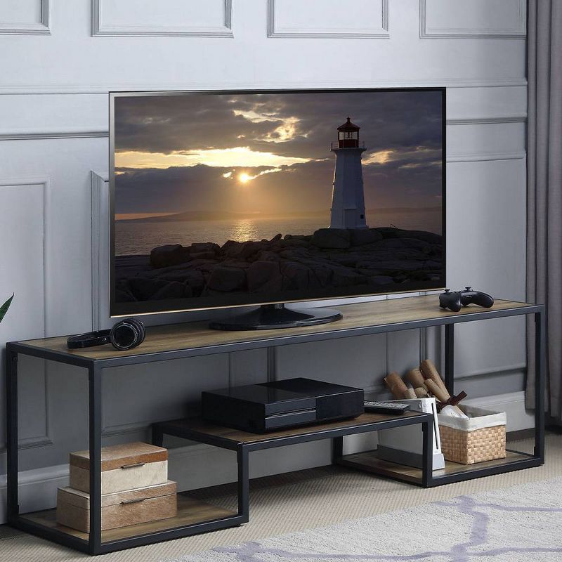 Idella TV Stand for TVs up to 59&#34; and Consoles Rustic Oak/Black - Acme Furniture, 1 of 7