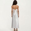 Anna-Kaci Lounge Women's Strapless Midi Slip Dress with Floral Appliqué Halter Detail and Sleek Smooth Silhouette - 3 of 4