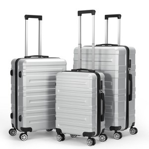 Oumilen Luggage Sets Hardside Spinner with TSA Lock in Silver, 3 Piece - 1 of 1
