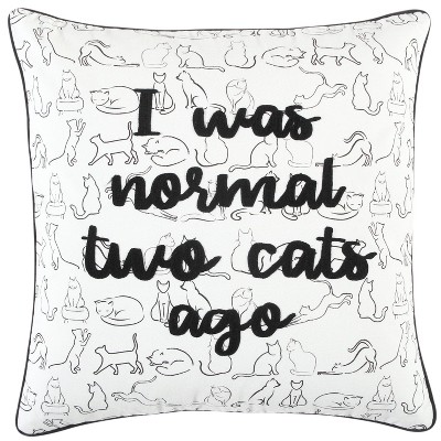 20"x20" Oversize Cat Poly Filled Square Throw Pillow - Rizzy Home: Cotton Canvas, Indoor Decorative Accessory with Hidden Zipper
