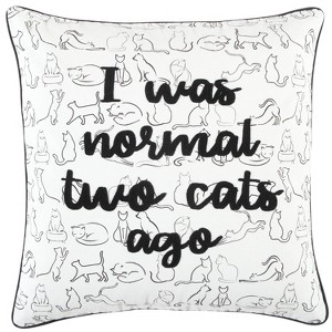 20"x20" Oversize Cat Poly Filled Square Throw Pillow - Rizzy Home: Cotton Canvas, Indoor Decorative Accessory with Hidden Zipper - 1 of 4