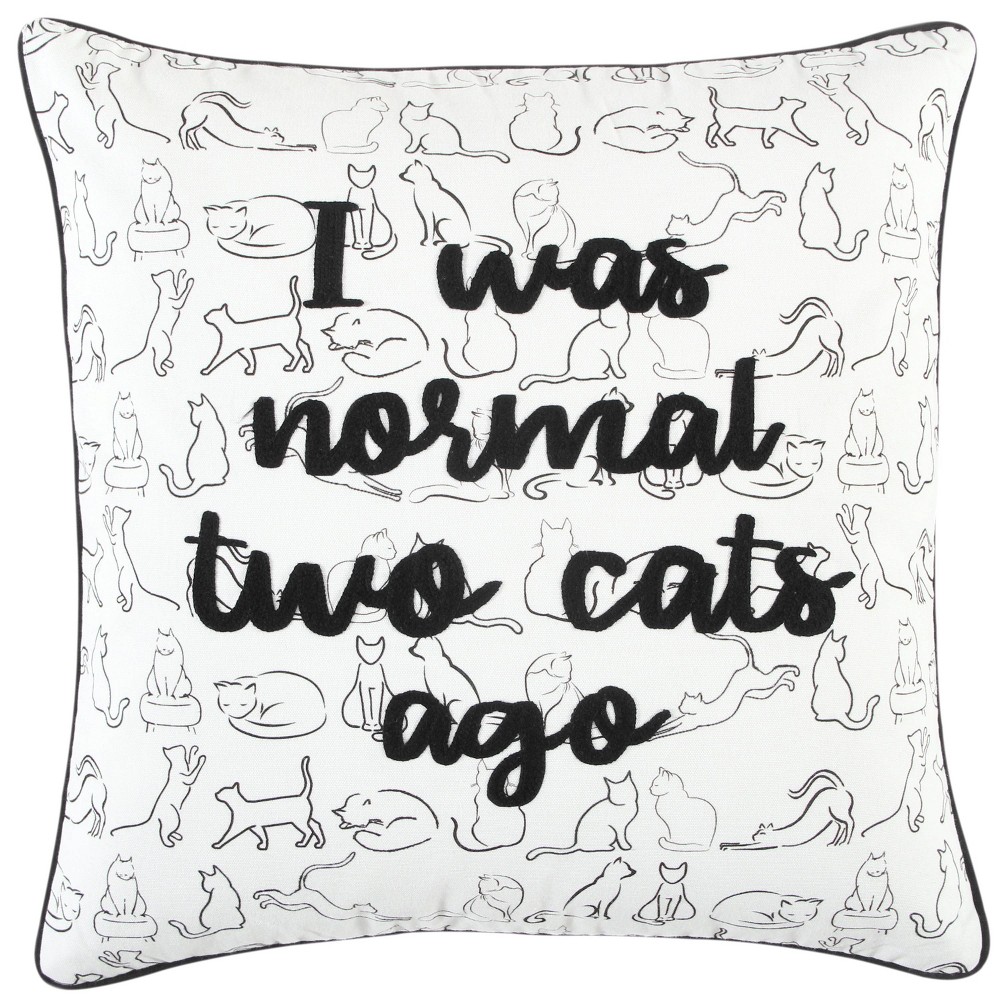 Photos - Pillow 20"x20" Oversize Cat Square Throw  Cover - Rizzy Home