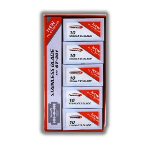 Dorco 10 Stainless Red Blades | Double edged hair blades are increasingly only used to be split in half ( 100 ct ) - 1 of 2