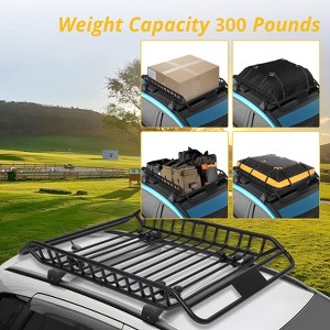 Rooftop Cargo Basket, 63''x43''x6.3'' Anti-Rust Heavy Duty Steel Carrier - 300LBS Capacity Universal Roof Rack for SUV, Car, Truck - 1 of 4