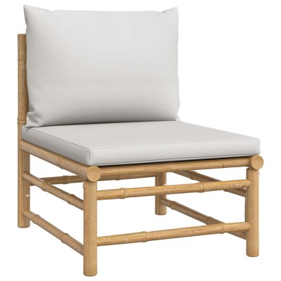 Light Gray Cushioned Bamboo 4-Piece Patio Lounge Set