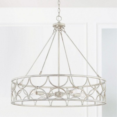 Enchanting Winter White Drum Pendant with Arched Pattern