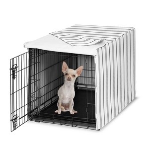 Sweet Jojo Designs Dog Crate Kennel Cover 24in. Stripe White and Grey - 1 of 4