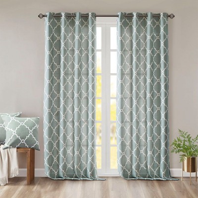 PAGED Curtains Fretwork Print Grommet Top Window Curtain Panel Privacy Assured with Light Filtering for Bedroom, Living Room