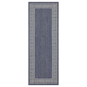 Outdoor Rugs for Living Rooms, Patios, Decks, Entryways, Camping, RV, Picnics, Three Sizes Available, Blue Threaded Pattern - 1 of 1
