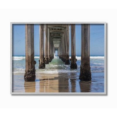 Stupell Industries Ocean Water Beneath Pier Beach Coastline Photograph