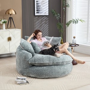Aukfa 55" Oversized Round Chaise Lounge Chair, Modern Circle/Cloud Sofa Bed, Bean Bag Chair For Living Room - 1 of 4