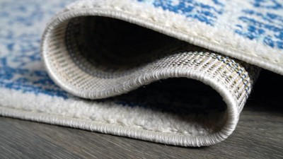 Gray and Black Rectangular Synthetic Medallion Area Rug