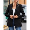 Coolmee Women's Long Sleeve Blazer Open Front Side Pockets Cardigan Jacket Fashion Work Office Blazer with Belt - 2 of 4