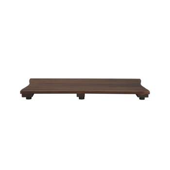 23"x15" Wide Teak Wood Non-Slip Bathroom Door Mat Dark Brown - DecoTeak