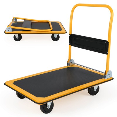 Costway 660lbs Platform Cart Dolly Folding Foldable Moving Warehouse Push Hand Truck New Blue/Yellow