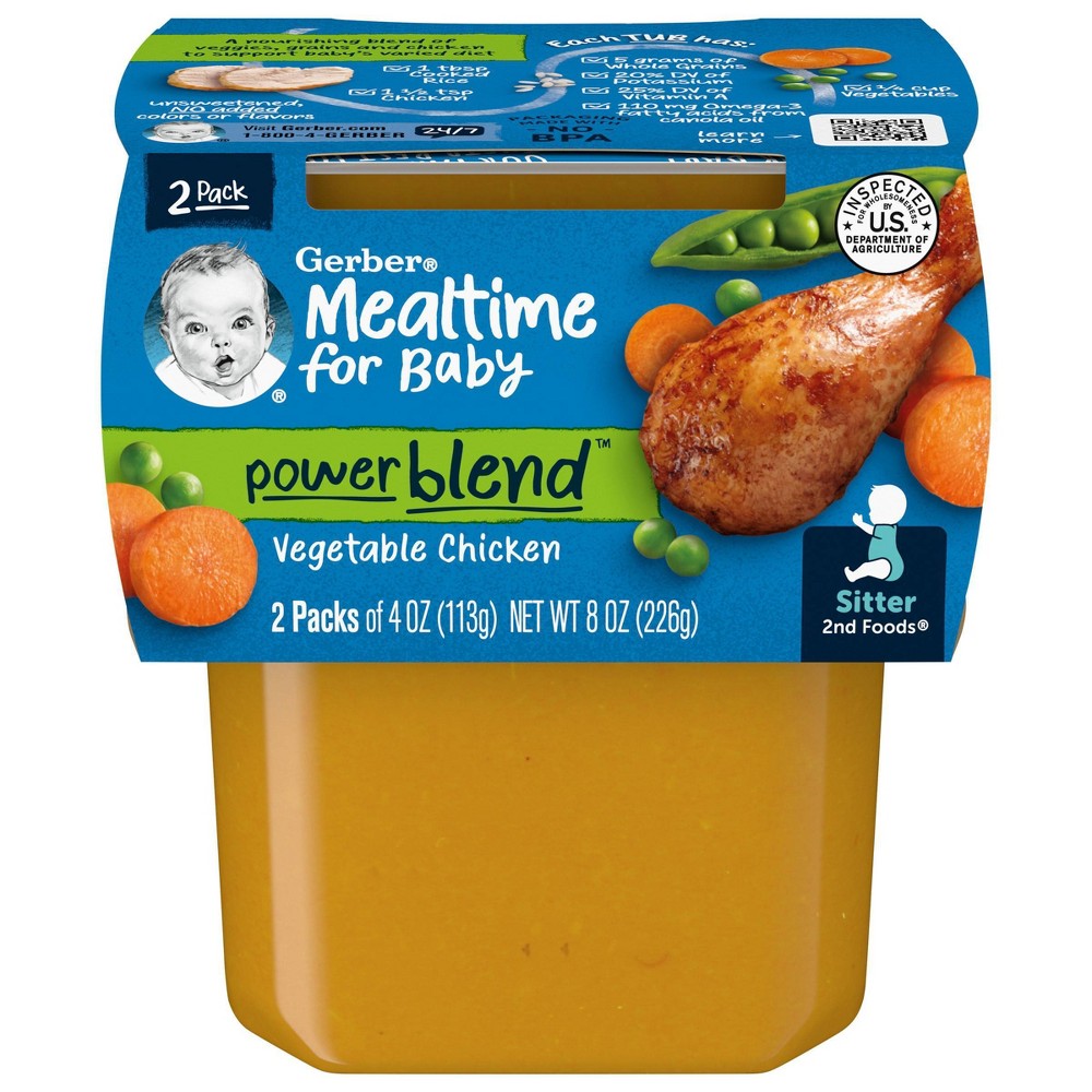 Photos - Baby Food Gerber Sitter 2nd Foods Vegetable Chicken Baby Meals - 2ct/4oz Each 