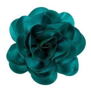 Unique Bargains Alloy Satin Fabric Big Rose Flower Dainty Brooches Pins 1 Pc - 1 of 4