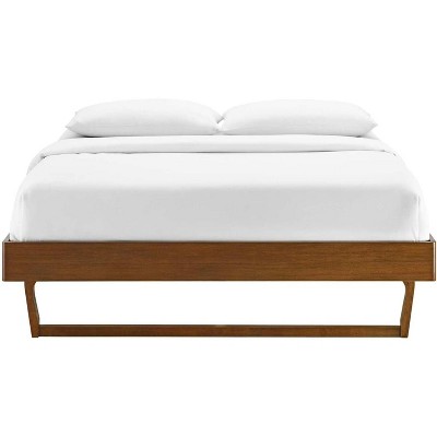 Walnut Queen Mid-Century Modern Wood Platform Bed Frame