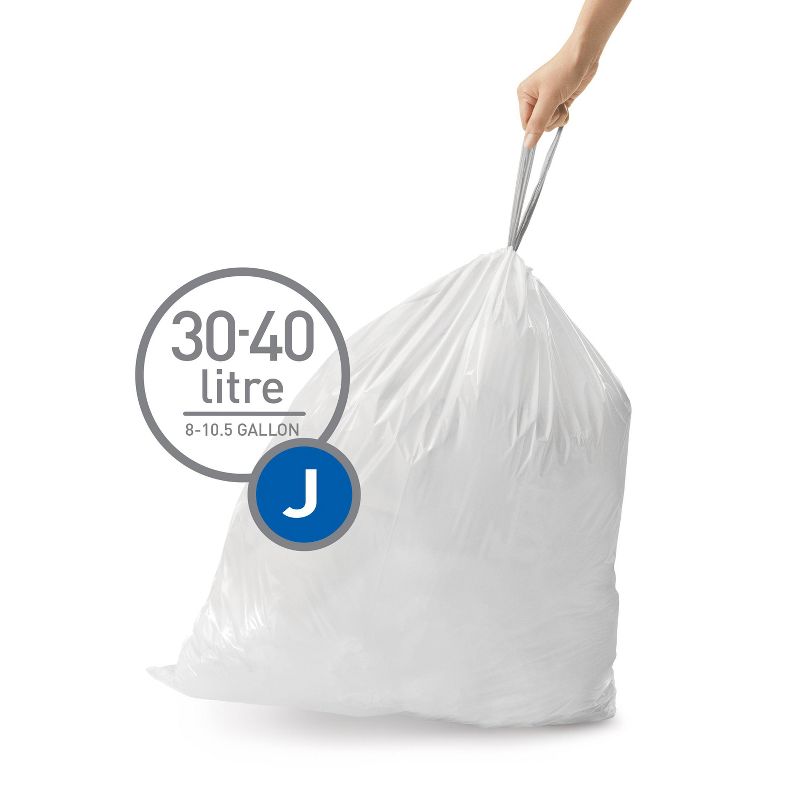 simplehuman 30L-45L Code J Custom Fit Trash Bags Liner White, 2 of 6