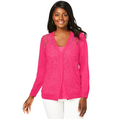 Women's plus 2025 size pink cardigan